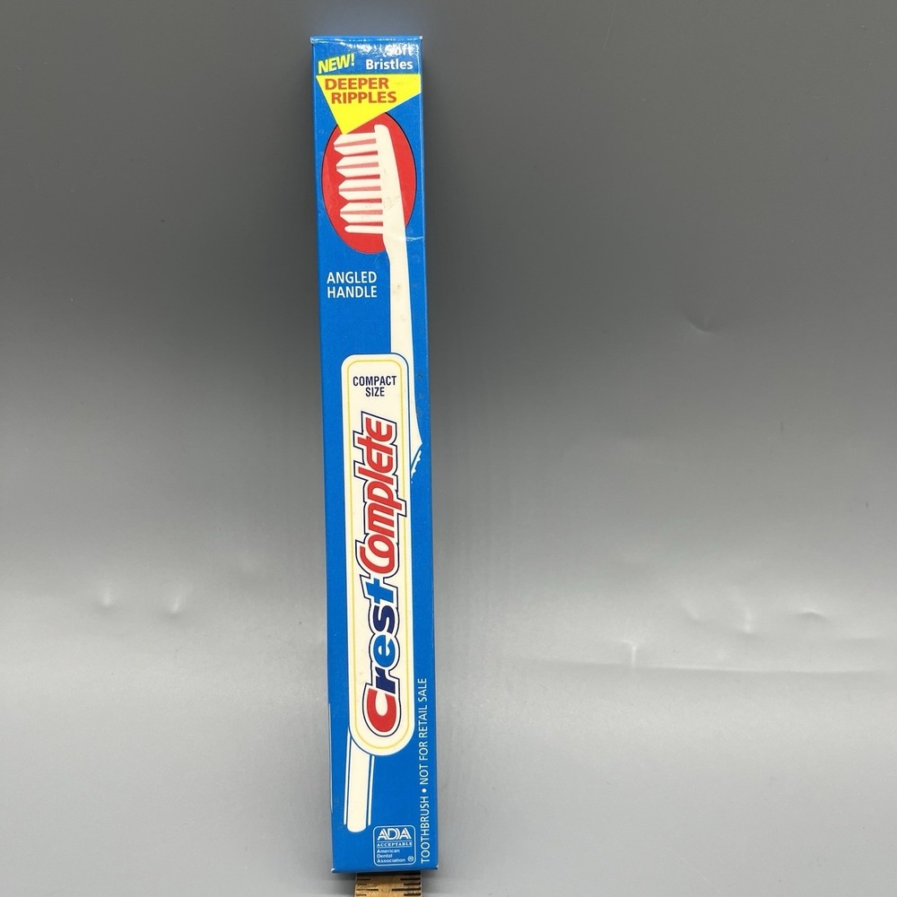 VINTAGE‎ 1993 CREST COMPLETE TOOTHBRUSH Pink Deeper Ripples Angled Compact NIB